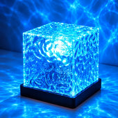 Lampe effet vagues — vue détaillée illustrative du cube lumineux bleu