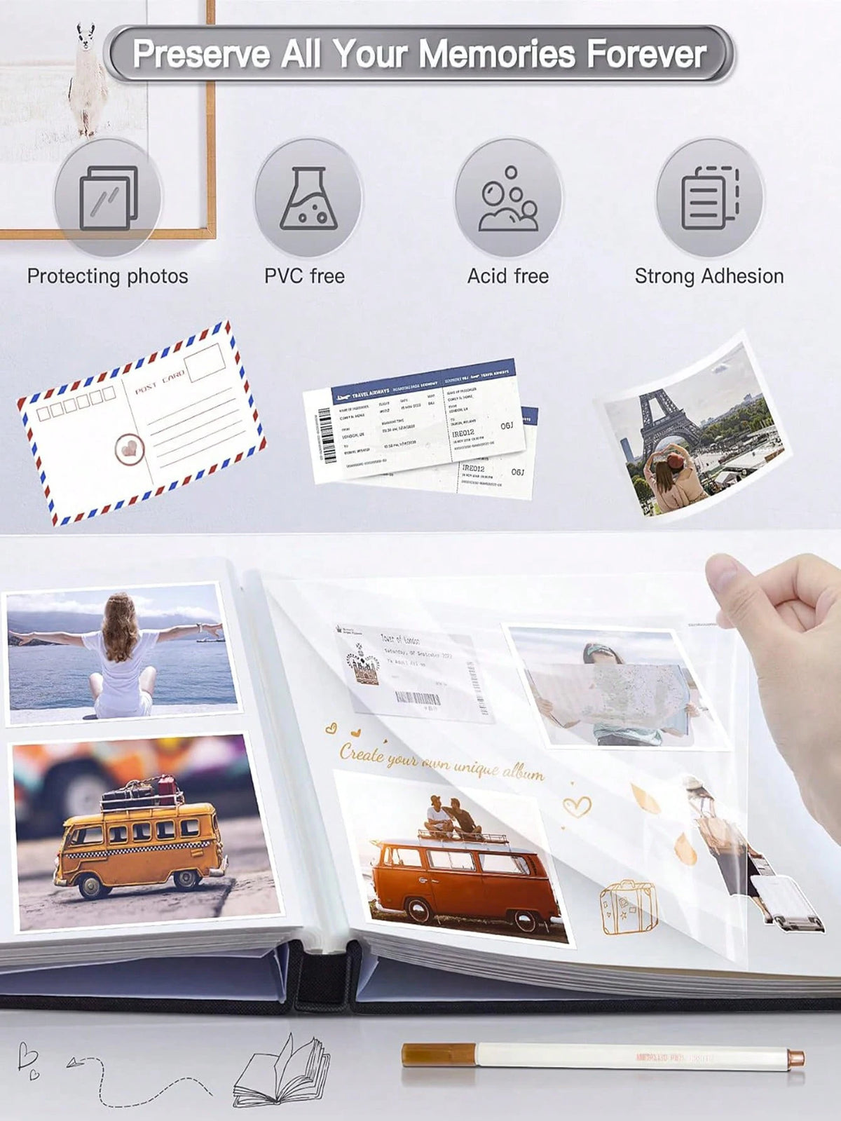 Présentation du film transparent des pages adhésives
