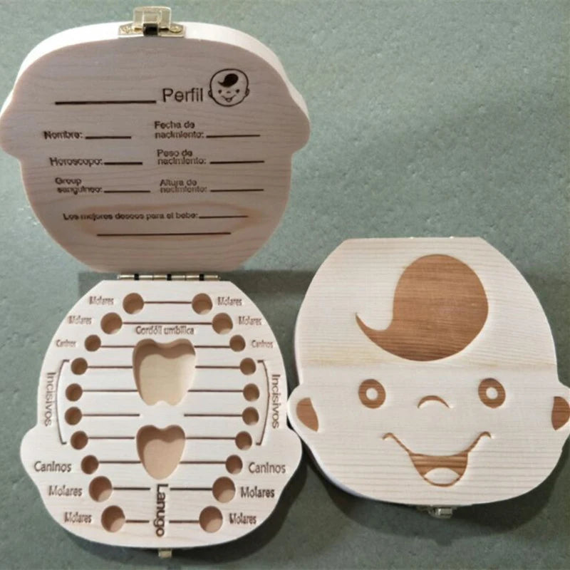 Boîte à dents de lait modèle garçon, intérieur en espagnol