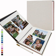 Album photo adhésif à couverture textile avec exemples de photos