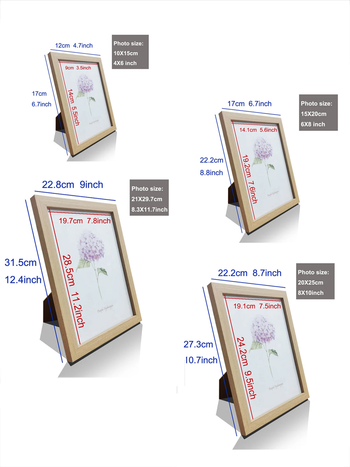 Comparaison des formats de cadres et dimensions des photos