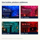 Exemples d'ambiances lumineuses bleue, rose, turquoise et rouge — illustrations